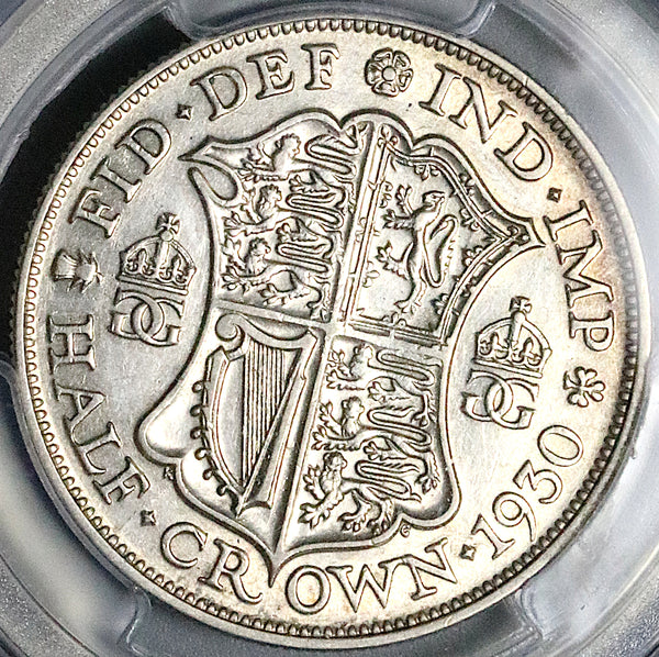 1930 PCGS AU 50 George V Rare 1/2 Crown Great Britain Silver Coin (25021002D)