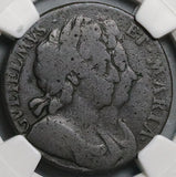 1694 NGC VG 8 William Mary 1/2 Penny England Great Britain Colonial Coin (25021203C)