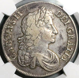 1673/2 NGC VF 30 Charles II Crown Rare England Great Britain Overdate Silver Coin POP 2/2 (24051502C)