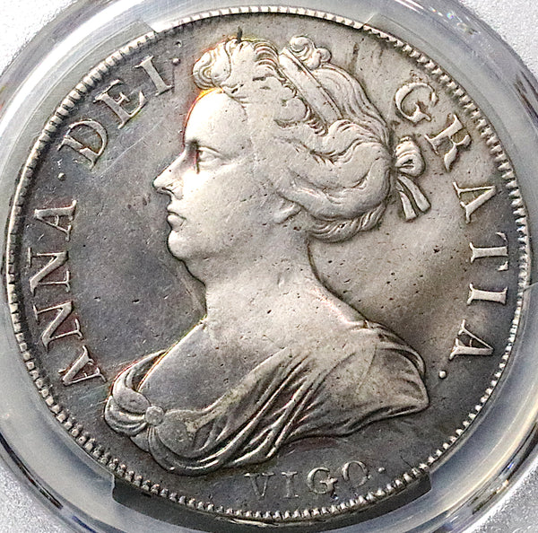 1703 PCGS VF Anne Vigo Crown Great Britain England Treasure Coin (24120801D)