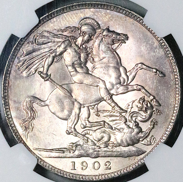 1902 NGC MS 63 Great Britain Edward VII Crown 256k Dragon Silver Coin (24100601D)