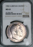 1902 NGC MS 63 Great Britain Edward VII Crown 256k Dragon Silver Coin (24100601D)