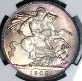 1902 NGC MS 64 Great Britain Edward VII Crown 256k Dragon Silver Coin (24071301C)