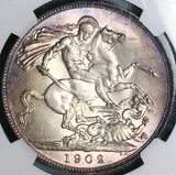 1902 NGC MS 64 Great Britain Edward VII Crown 256k Dragon Silver Coin (24071301C)