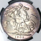 1902 NGC MS 64 Great Britain Edward VII Crown 256k Dragon Silver Coin (24071301C)