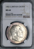 1902 NGC MS 64 Great Britain Edward VII Crown 256k Dragon Silver Coin (24071301C)