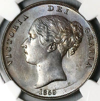 1859 NGC MS 62 Victoria Penny Great Britain Large Copper Coin (23053004C)