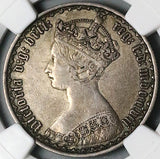 1858 NGC XF 40 Victoria Gothic Florin Great Britain 2 Shillings Sterling Silver Coin (24101402C)