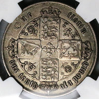 1858 NGC XF 40 Victoria Gothic Florin Great Britain 2 Shillings Sterling Silver Coin (24101402C)