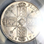 1917 PCGS AU 58 Great Britain Florin 2 Shillings George V Sterling Silver Coin (24051202C)