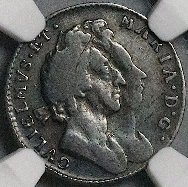 1691 NGC F 12 William Mary 3 Pence Great Britain Rare Silver Coin POP 1/2 (24121902C)