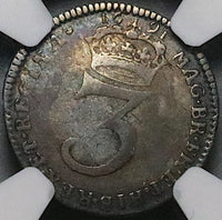 1691 NGC F 12 William Mary 3 Pence Great Britain Rare Silver Coin POP 1/2 (24121902C)