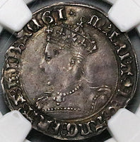 1553 NGC XF 45 Mary Groat 4 Pence Hammered Britain Tudor England Coin (24111203C)