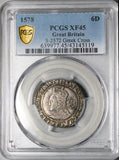 1578 PCGS XF 45 Elizabeth I 6 Pence England Great Britain Silver Coin POP 1/1 (24111204C)