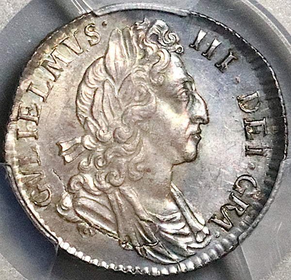 1697 PCGS MS 63 William III 6 Pence Great Britain England 3rd Bust Silver Coin (25011902C)