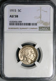 1915-P NGC AU 58 Buffalo Nickel 5 Cents United States Coin (24102704C)