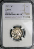 1923-P NGC AU 58 Buffalo Nickel 5 Cents United States Coin (24102802C)