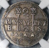 1820 NGC XF 45 Caracas 2 Reales Venezuela F7 Royalist Silver Coin (25031202C)