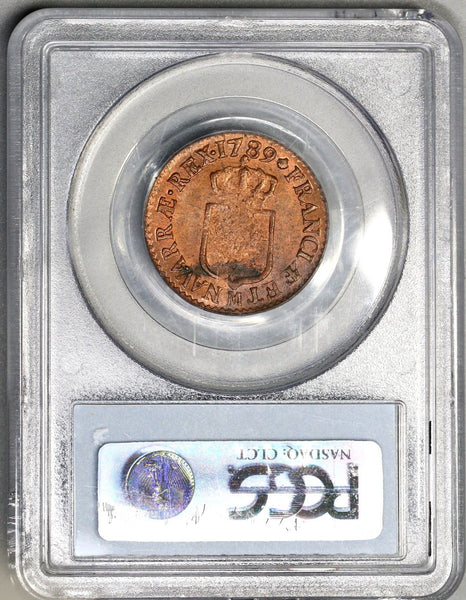 1789-M PCGS MS 63 Louis XVI France 1/2 Sol Toulouse Mint Red/Brown