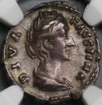 138 NGC Ch VF Faustina Sr Roman Empire Posthumous Denarius Aeternitas (20081101D)