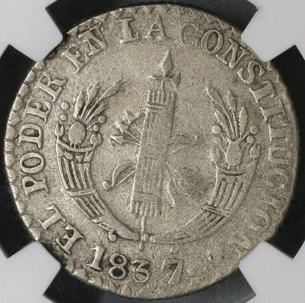 1837 NGC VF 25 Ecuador Transposed Legends Silver 2 Reales Quito