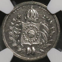 1835 NGC AU Det Brazil 100 Reis  Less Than 7700 Silver Coins Minted (21082203C)