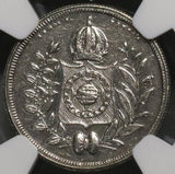 1835 NGC AU Det Brazil 100 Reis  Less Than 7700 Silver Coins Minted (21082203C)