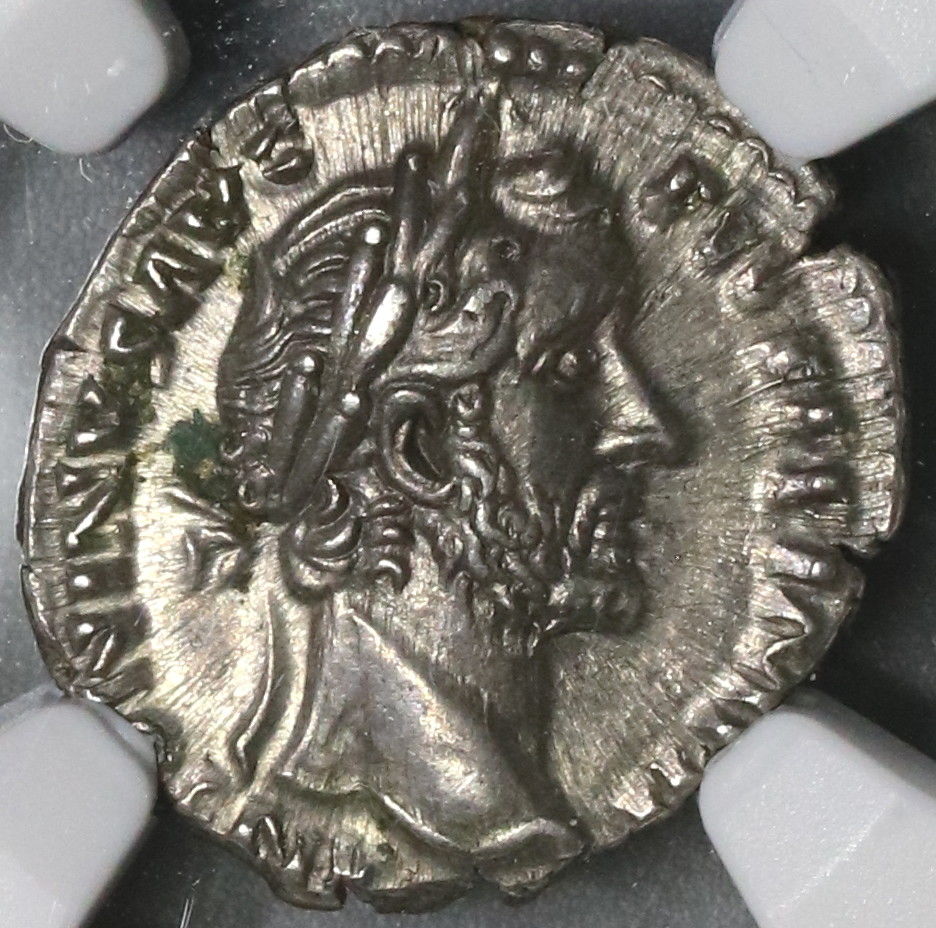 156/7 NGC Ch AU Antoninus Pius Roman Empire Denarius Annona 4/5 4/5 (1 ...