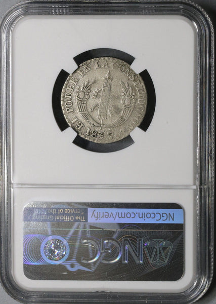 1837 NGC VF 25 Ecuador Transposed Legends Silver 2 Reales Quito