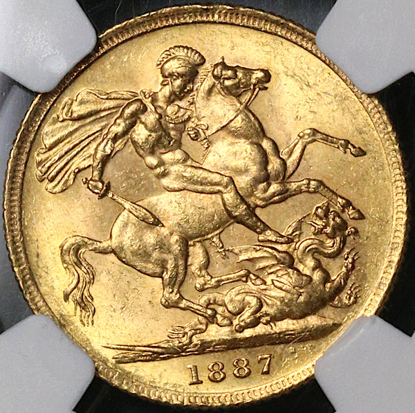 1887-S NGC MS 62 Victoria Australia Sovereign Gold Young Sydney