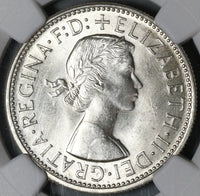 1954 NGC MS 64 Australia Silver Florin Royal Visit Kangaroo Lion Coin (21011004C)