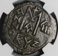 589 NGC VF Maurice Tiberius Byzantine Empire Follis Cyzicus Year 8 (21082904C)