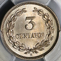 1889-H PCGS MS-63 El Salvador 3 Centavos Heaton Coin POP 5/0 (22051402C)