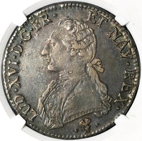 1784-L NGC XF 45 France Louis XVI Ecu Crown Bayonne Mint Silver Coin (24083101D)