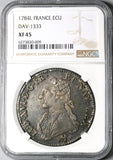 1784-L NGC XF 45 France Louis XVI Ecu Crown Bayonne Mint Silver Coin (24083101D)