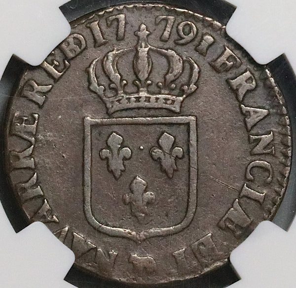 1779-Cow NGC VF 30 France Louis XVI Sol Rare Pau Mint Royal Coin 