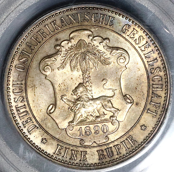 1890 PCGS MS 62 German East Africa 1 Rupie Mint State Silver Coin
