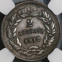 1912 NGC AU 58 Honduras 2 Centavos No S Pyramid 88k Coin POP 1/0 