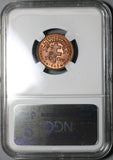 1943-SA NGC MS 65 Madagascar 50 Centimes Red France Rooster Cross Lorraine Coin (21022601C)