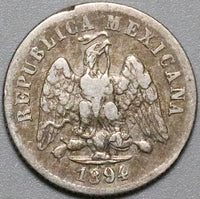 1894-Ca Mexico 10 Centavos Chihuahua Mint Silver Coin (23122804C)