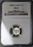 1888-Go NGC MS 66 Mexico 5 Centavos Guanajuato Mint State Silver Coin POP 6/0 (22061803C)
