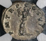 106 NGC Ch AU Trajan Roman Empire Denarius Parthian Victory Captive Trophy Pedigree (21121401C)