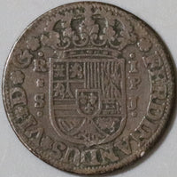 1754-S Spain 1 Real VF Ferdinand VI Seville Mint Pirate Colonial Silver Coin (21021201S)