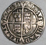 1570 Elizabeth I 6 Pence AVF Britain England Silver Tudor Rose Coin (22111501R)