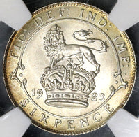 1923 NGC MS 64 George V 6 pence Great Britain Key Date Silver Coin (19082103C)