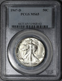 1947-D PCGS MS 65 Walking Liberty Half Dollar 90% Silver USA Coin (20011602C)